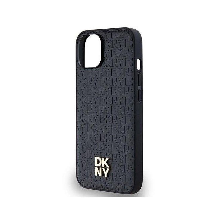 DKNY odinis monogramos rašto metalinis MagSafe“ dėklas iPhone 15/14/13“ – juodas