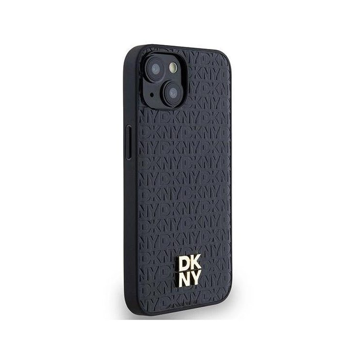 DKNY odinis monogramos rašto metalinis MagSafe“ dėklas iPhone 15/14/13“ – juodas