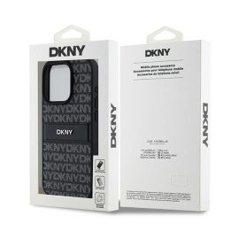 DKNY Leather Mono Stripe & Metal Logo dėklas iPhone 15 Pro Max - juodas