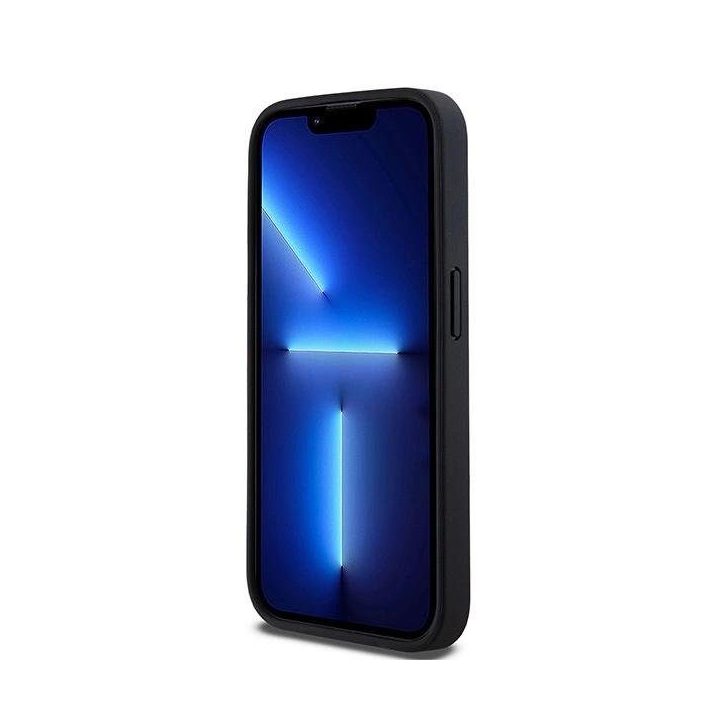 DKNY Leather Mono Stripe & Metal Logo dėklas iPhone 15 Pro Max - juodas