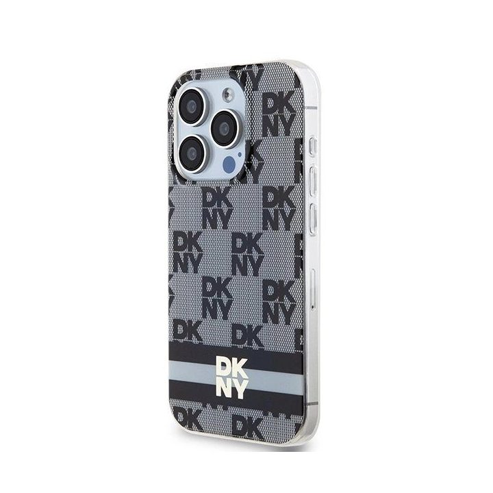 DKNY IML šachmatų lentą primenantis vienspalvis raštas ir spausdintų juostelių MagSafe“ dėklas skirtas iPhone 14 Pro Max“ – juod