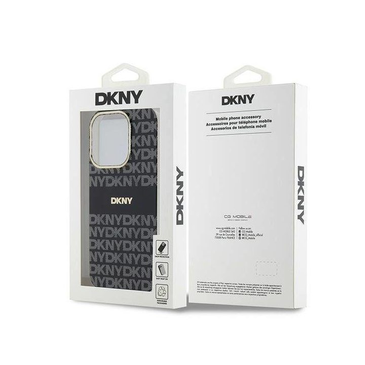 DKNY IML Mono & Stripe MagSafe dėklas iPhone 14 Pro Max - juodas