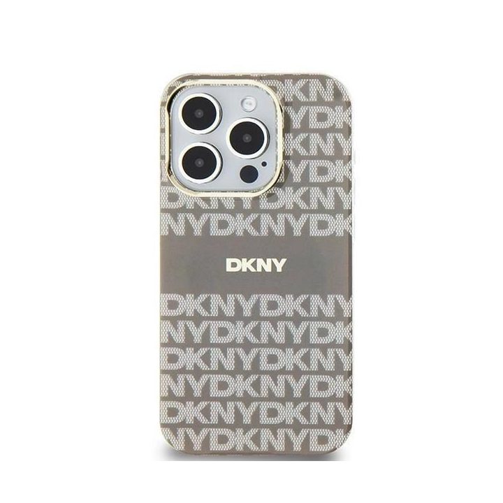 DKNY IML Mono & Stripe MagSafe dėklas iPhone 15/14/13“ - smėlio spalvos
