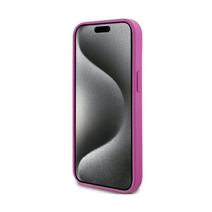 DKNY odinis su metaliniu logotipu ir MagSafe funkcija dėklas iPhone 15 / 14 / 13 telefonams – rožinis