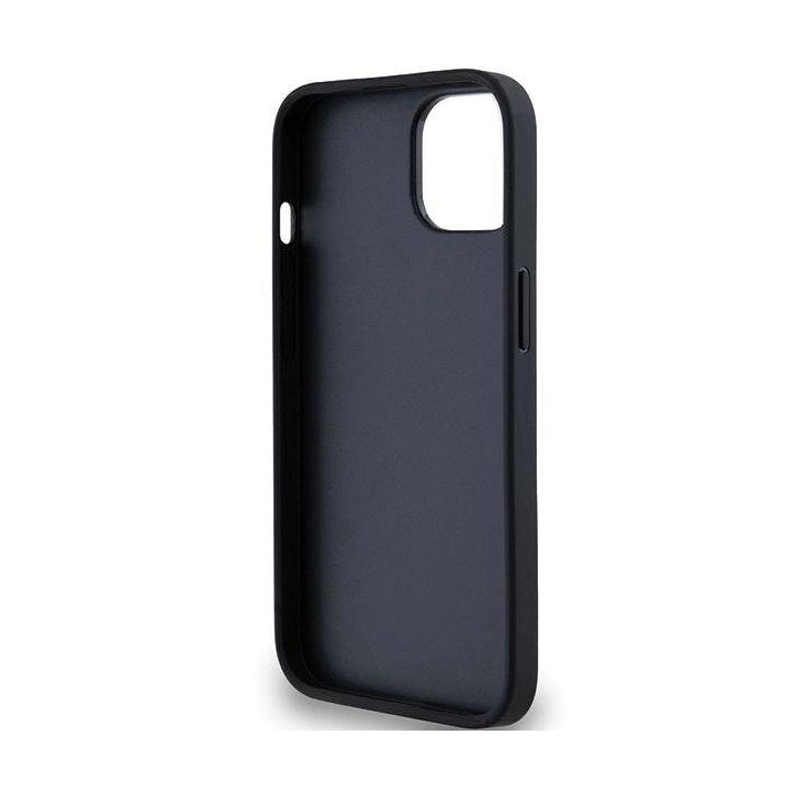 DKNY odinis Mono Stripe dėklas su metaliniu logotipu, skirtas iPhone 15/14/13 - juodas