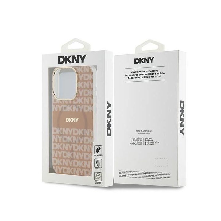 DKNY IML Mono ir Stripe MagSafe dėklas iPhone 15 Pro“ - rožinis