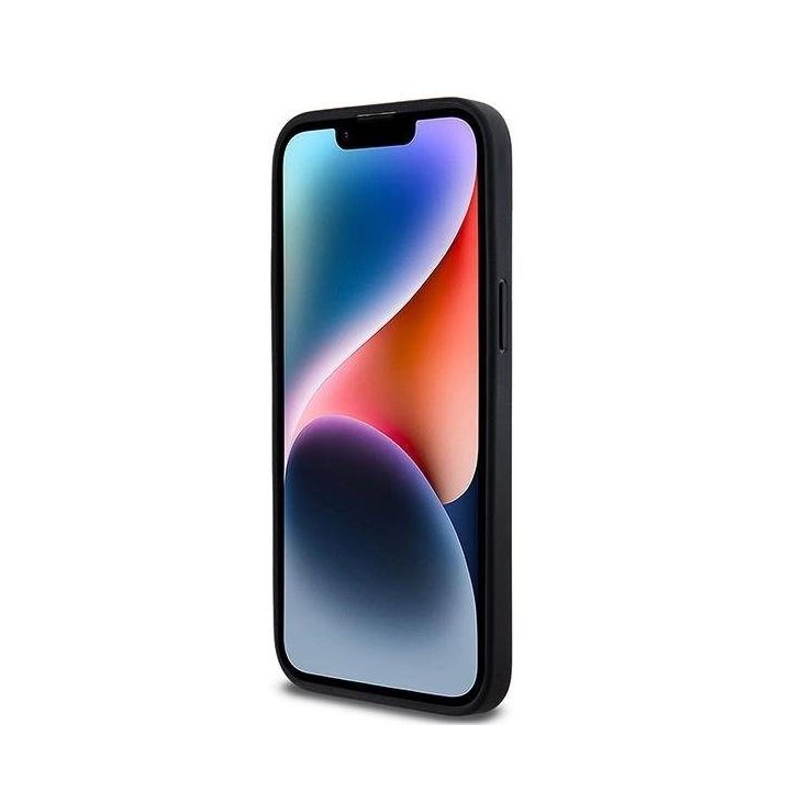 DKNY odinis raštuotas MagSafe“ dėklas su metaline logotipine ženklu iPhone 13 Pro / 13“ – juoda