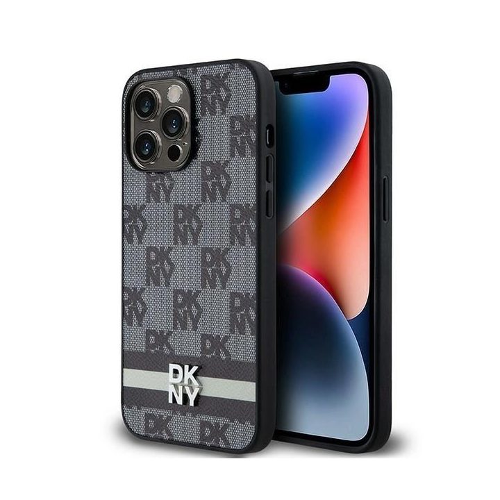 DKNY odinis juodai baltais langeliais dryžuotas dėklas iPhone 14 Pro Max“