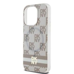 DKNY IML Checkered Mono Pattern & Printed Stripes MagSafe dėklas iPhone 13 Pro Max telefonui - smėlinės spalvos