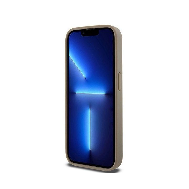 DKNY Odos su Atspausdintu Raštu, Metalinio Logotipo MagSafe Dėklas iPhone 15 Pro - Rudos Spalvos