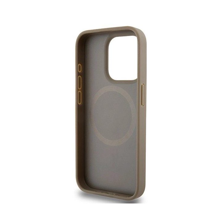 DKNY Odos su Atspausdintu Raštu, Metalinio Logotipo MagSafe Dėklas iPhone 15 Pro - Rudos Spalvos