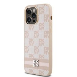 DKNY odinis dėklas su šaškių lentos raštu ir dryžuotais raštais iPhone 14 Pro Max“ – rožinis