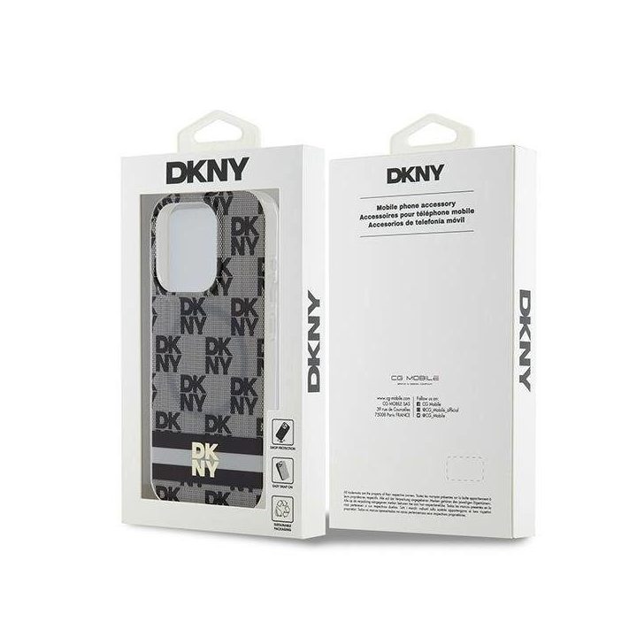 DKNY IML Checkered Mono Pattern & Printed Stripes MagSafe dėklas iPhone 13 Pro Max - juodos spalvos