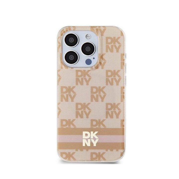 DKNY IML šachmatų langelių rašto ir margintomis juostelėmis MagSafe“ dėklas iPhone 13 Pro Max“ – rožinis