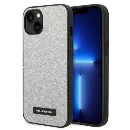iPhone 14 Plus 6,7 kietas dėklas sidabras / sidabrinė blizganti plokštelė su logotipu
