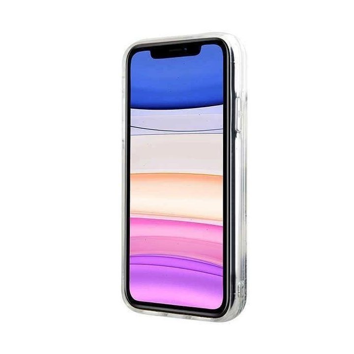 iPhone 11/XR sidabrinis/sidabrinis kietas dėklas blizgučiais Choupette Head