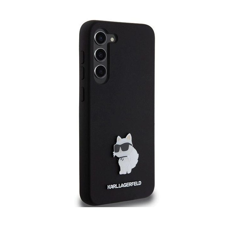 Karl Lagerfeld Silicone Choupette Metal Pin apvalkalas Samsung Galaxy S24+“ – juodas