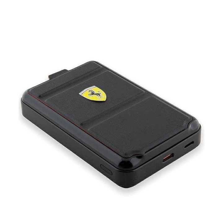 Powerbank“ Ferrari Logo su metalu MagSafe“ indukcija, 15W 10000 mAh su stovo funkcija - juodas
