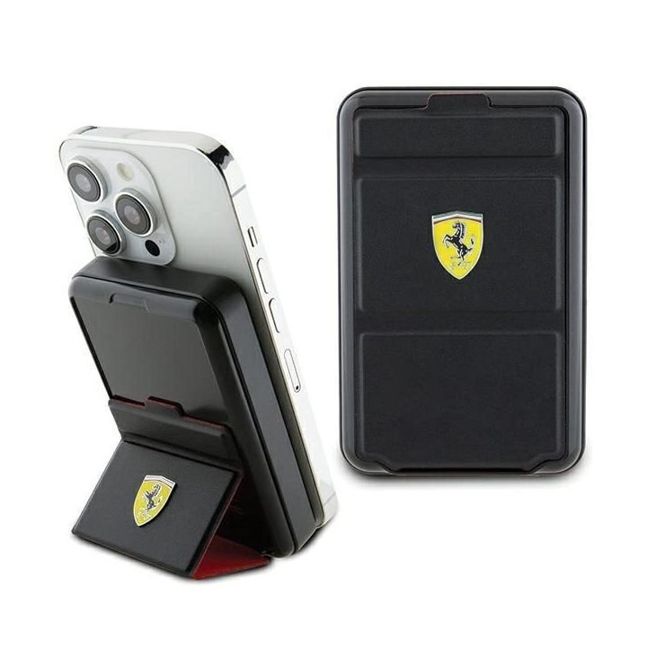 Powerbank“ Ferrari Logo su metalu MagSafe“ indukcija, 15W 10000 mAh su stovo funkcija - juodas