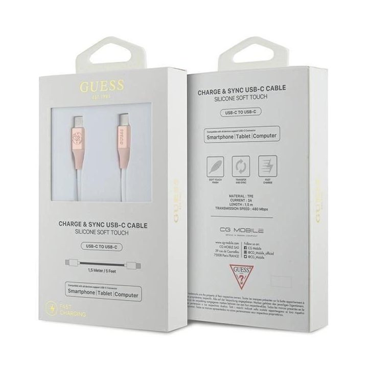 USB C laidas 1,5 m Greitas krovimas - rožinis
