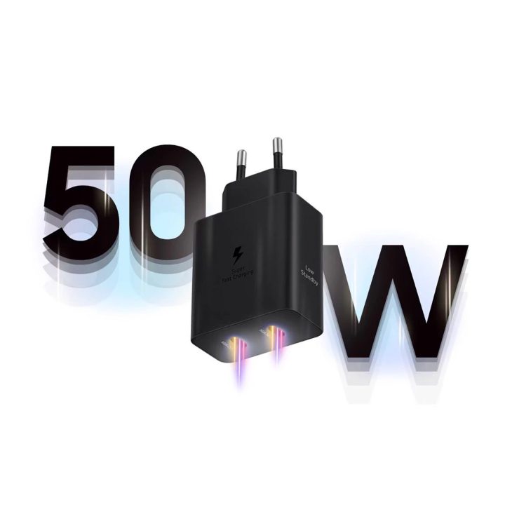 Samsung Power Adapter Duo EP“ tinklo įkroviklis 2x USB-C, 50 W – juodas