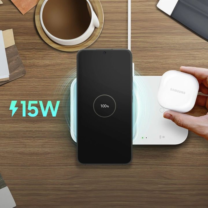 Samsung“ belaidis įkroviklis Duo EP-inductive charger“ 15 W, baltas
