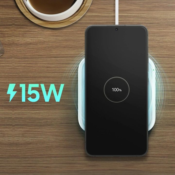 Samsung“ bevielis įkrovimo įrenginys EP- 15W indukcinis įkroviklis - baltas + įkroviklis