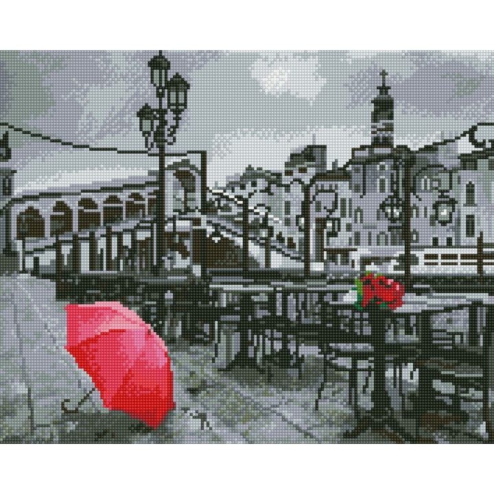Rožės Venecijos kavinėje“ deimantinė mozaika, 40x50 cm