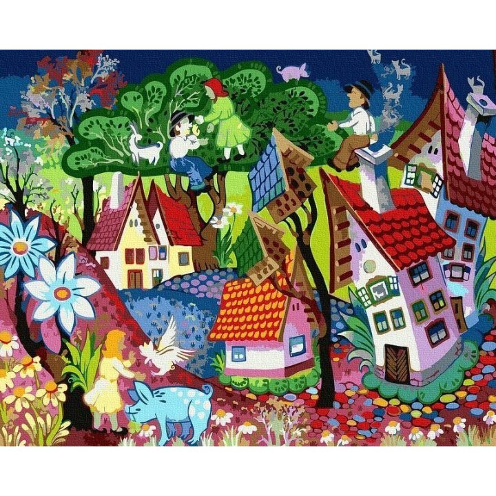 Tapyba pagal skaičius Pasakų miestas 40x50 cm