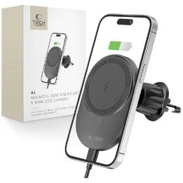 automobilio telefono laikiklis su 15W indukciniu MagSafe įkrovikliu oro angai - juodas