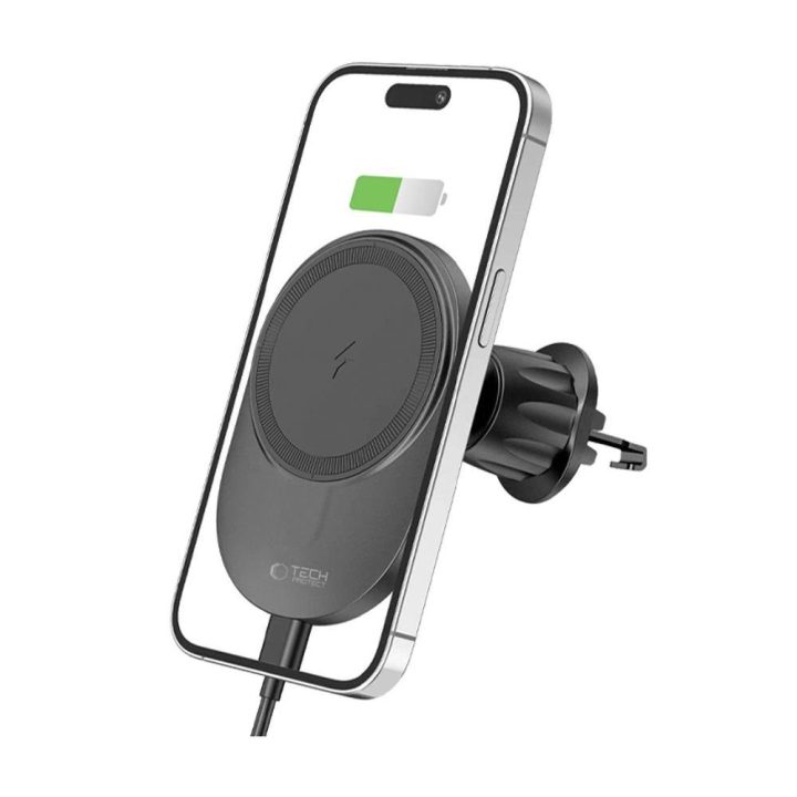automobilio telefono laikiklis su 15W indukciniu MagSafe įkrovikliu oro angai - juodas