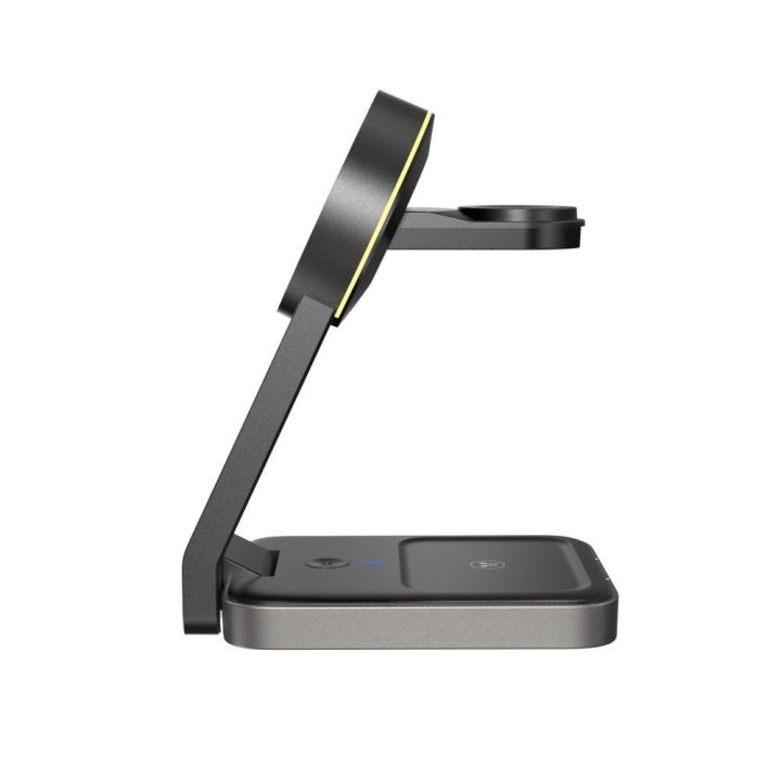 indukcinis MagSafe 3in1 įkroviklis su laikikliu išmaniajam telefonui/Apple Watch/AirPods - juodas