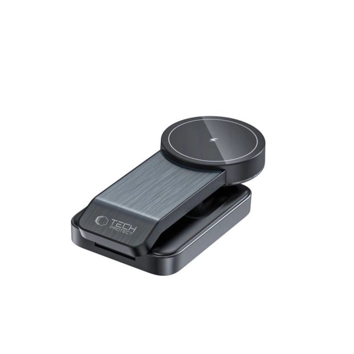 indukcinis MagSafe 3in1 įkroviklis su laikikliu išmaniajam telefonui/Apple Watch/AirPods - juodas