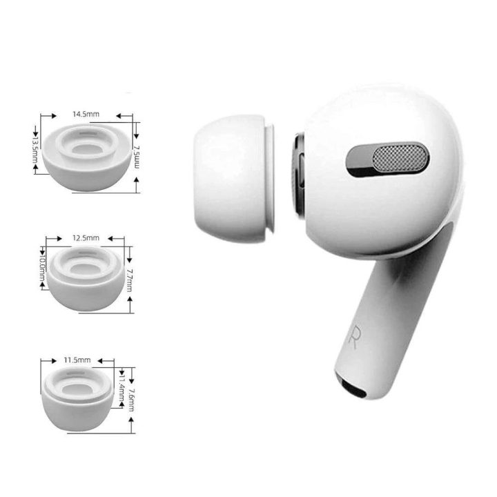 ausų gaubteliai AirPods Pro 1 / 2“, dydžiai S / M / L – balti (3 vnt.)