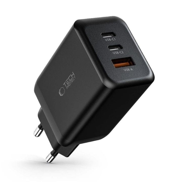 tinklo įkroviklis 2x USB A QC 3.0 – juodos spalvos