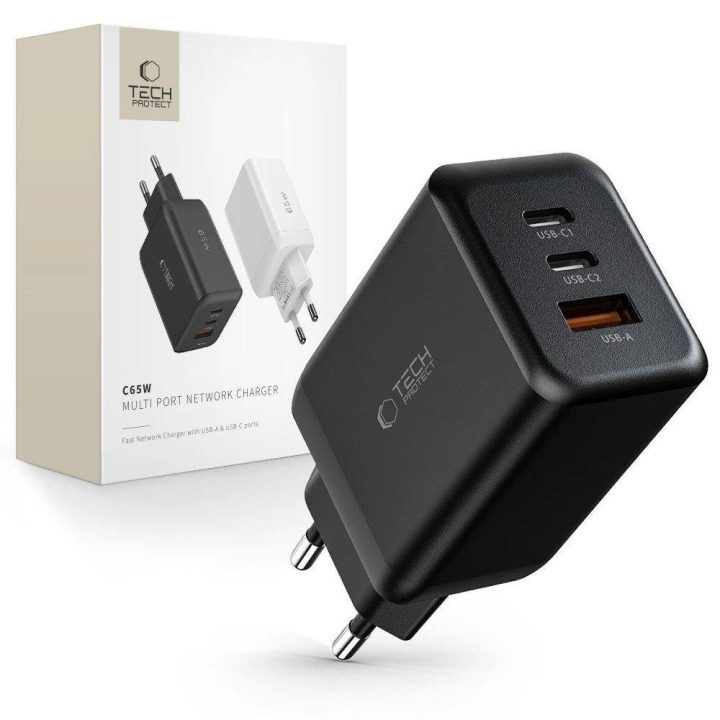 tinklo įkroviklis 2x USB A QC 3.0 – juodos spalvos