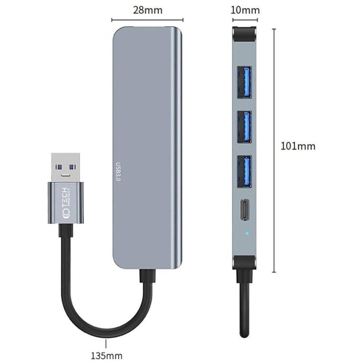 HUB V0 5in1 USB C - pilka