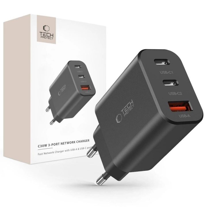 tinklo įkroviklis 2x USB A QC 3.0 – juodas