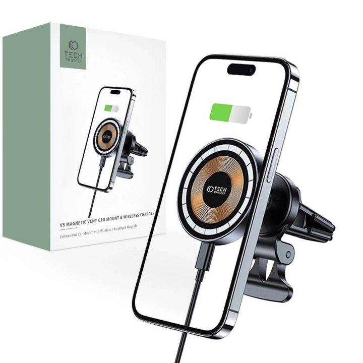laikiklis automobiliui su MagSafe 15 W indukciniu įkrovikliu montuojamas į ventiliacijos angą - juodas