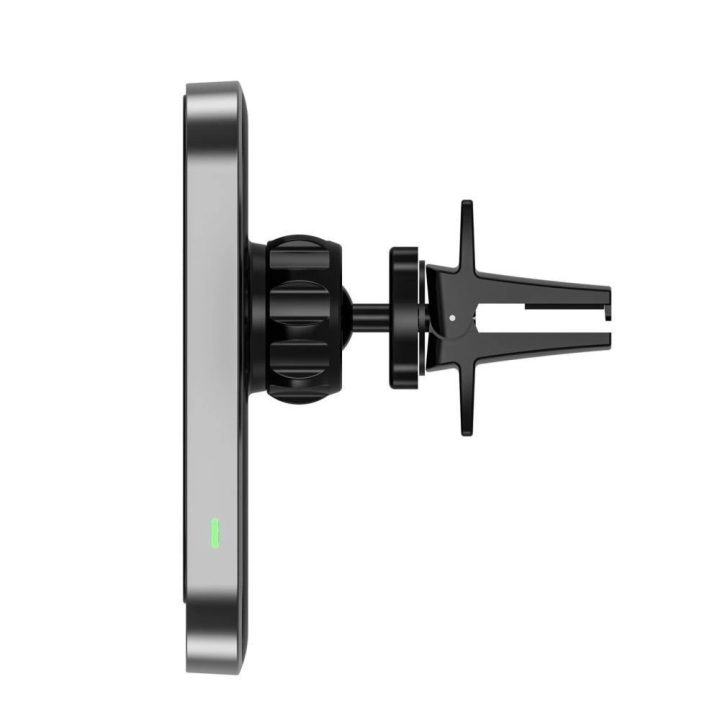 magnetinis MagSafe automobilinis laikiklis su 15W indukciniu įkrovikliu oro angai - juodas