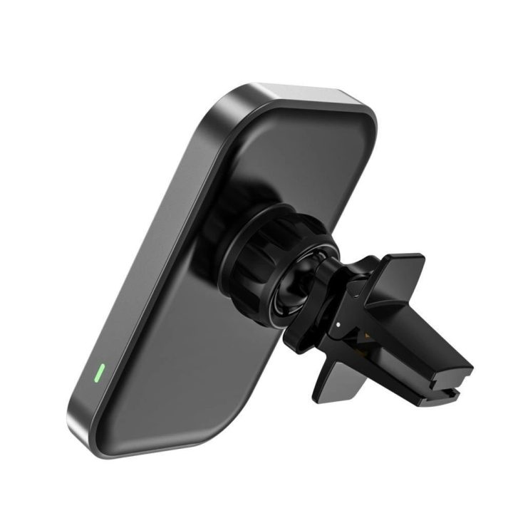magnetinis MagSafe automobilinis laikiklis su 15W indukciniu įkrovikliu oro angai - juodas