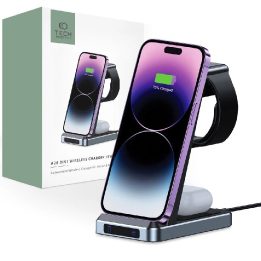 indukcinis 15 W 3in1 įkroviklis išmaniajam telefonui / ausinėms / Apple Watch“ – juodas