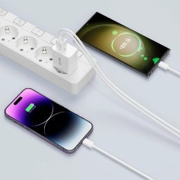 2x USB C laidu – baltas