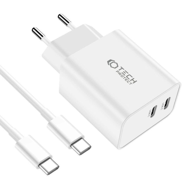 2x USB C laidu – baltas