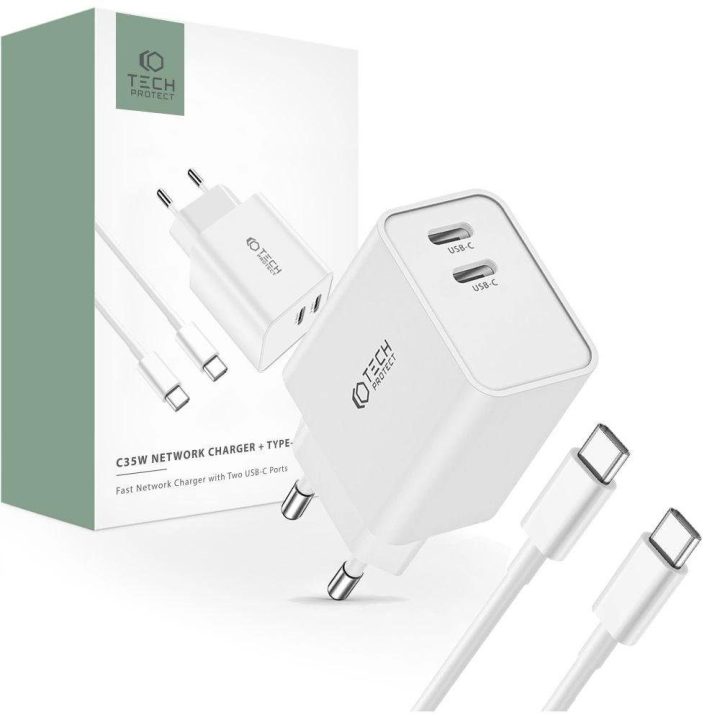 2x USB C laidu – baltas