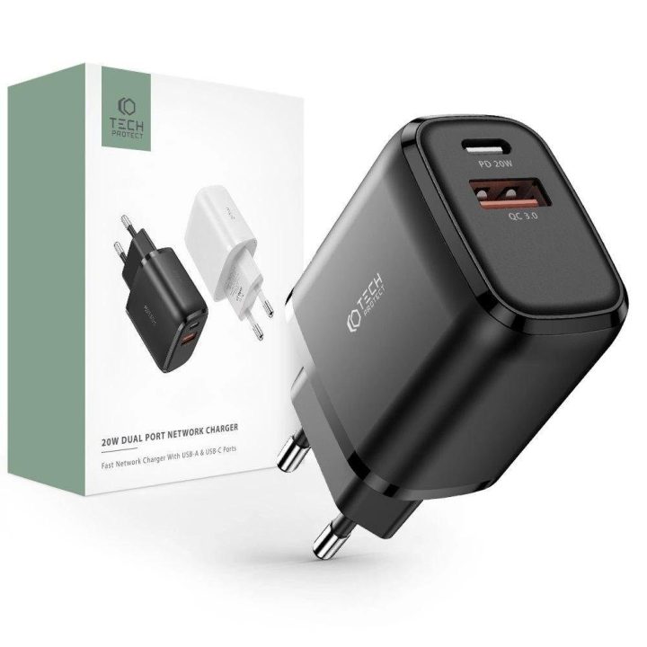 USB A QC 3.0“ tinklo įkroviklis, juodas