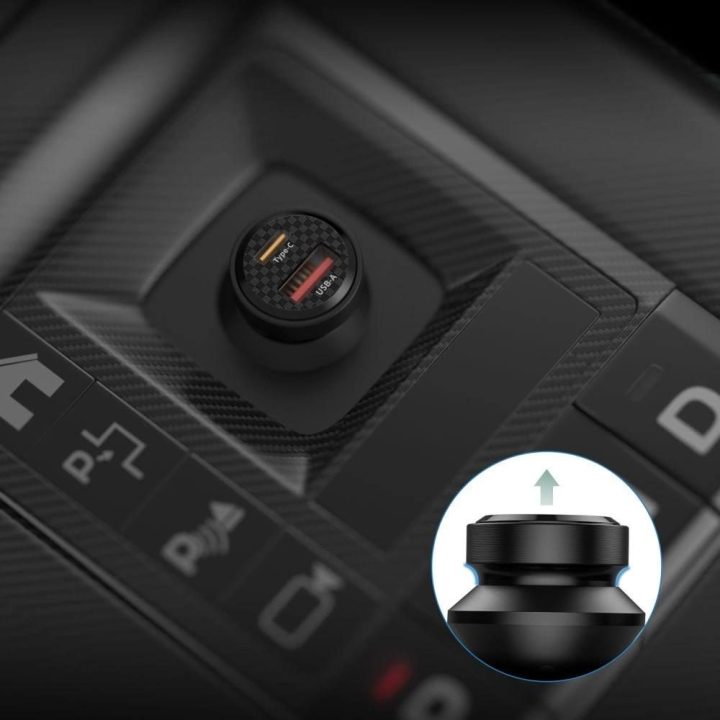 automobilinis įkroviklis USB A QC 3.0 - juodas