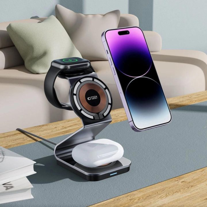 indukcinis įkroviklis su MagSafe“ išmaniajam telefonui / Apple Watch“ / AirPods“ – juodas