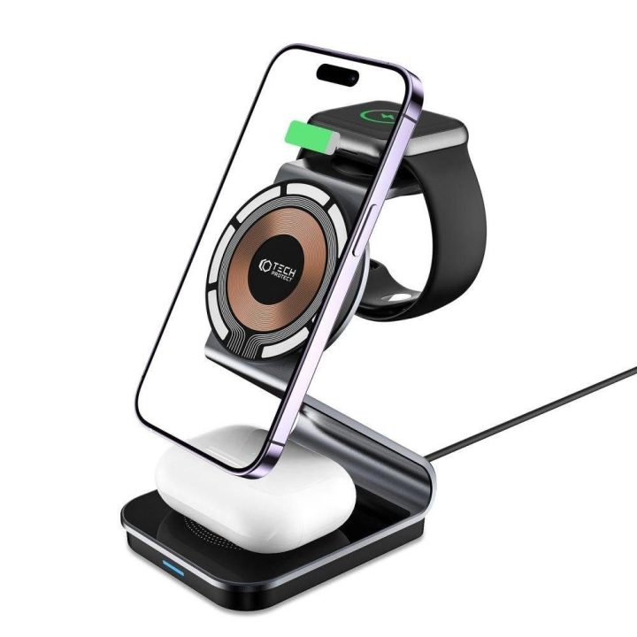 indukcinis įkroviklis su MagSafe“ išmaniajam telefonui / Apple Watch“ / AirPods“ – juodas