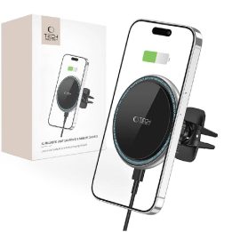 telefono laikiklis automobiliui su 15W MagSafe indukciniu įkrovikliu, tvirtinamas ant oro angos – juodos spalvos